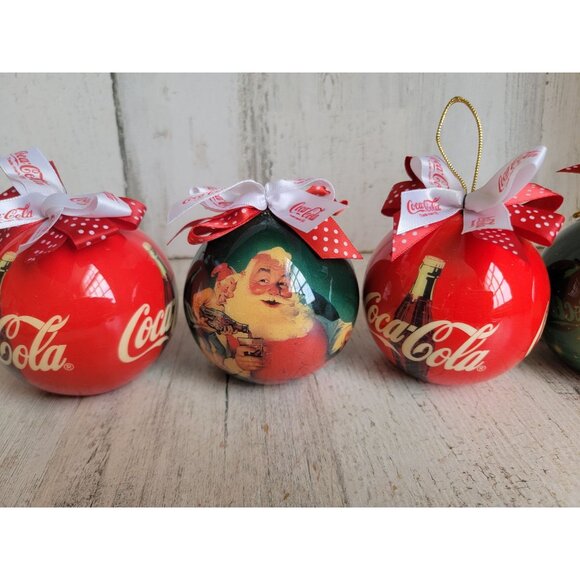 Enesco coke ball Coca-Cola Santa Claus vintage ornament Xmas set - Picture 3 of 7